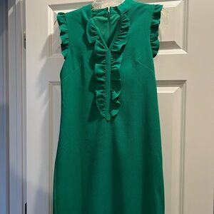 Vince Camuto Emerald Green Ruffle Trim Sleeveless Shift Dress